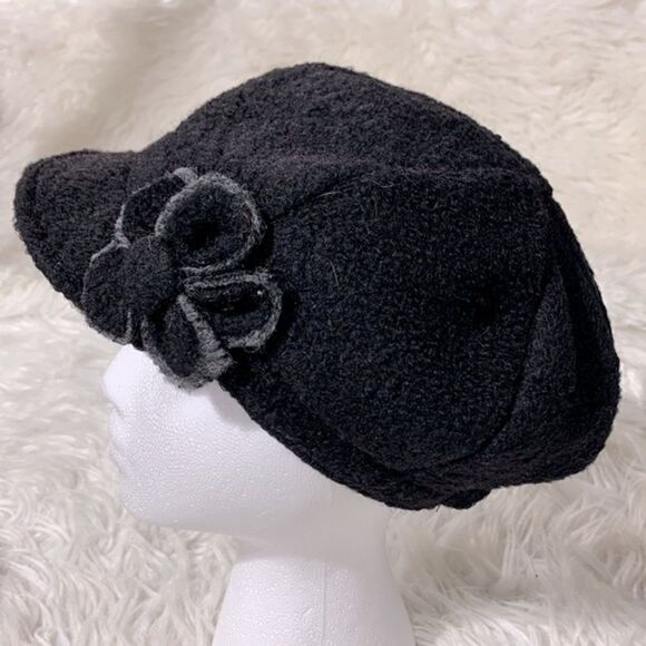 DAHLIA newsboy hat flower details wool blend lined elastic back women’s - Picture 10 of 10